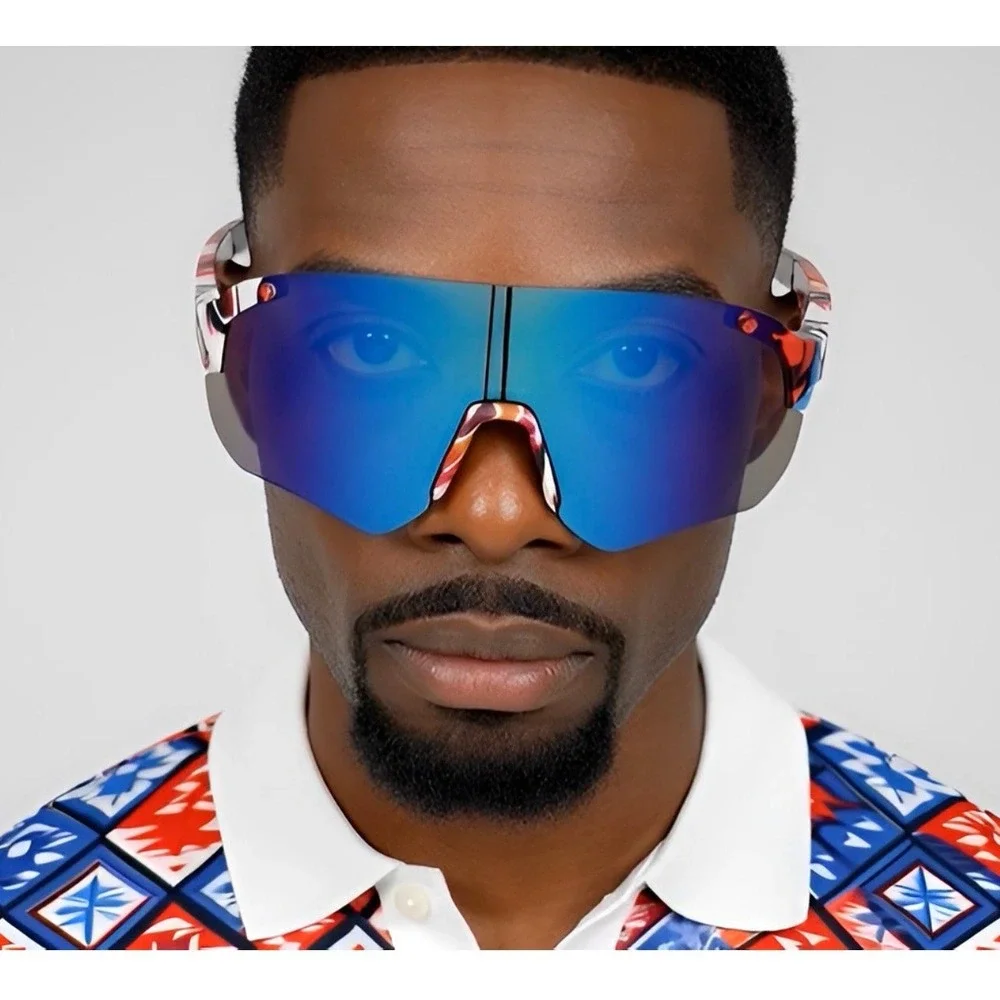 Sport Sunglasses Cycling Running Glasses Graffiti Print Shield Visor Beach‎ Fish